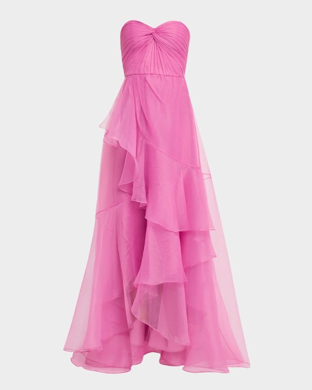 Nicki Strapless Ruffle Organza Gown